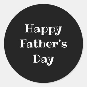 Father's Day Simple Black White  Classic Round Sticker
