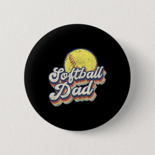 Fathers Day Softball Dad Gift From Daughter Son Wi 6 Cm Round Badge