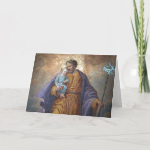 Father's Day St. Joseph Baby Jesus Cross Lily Card