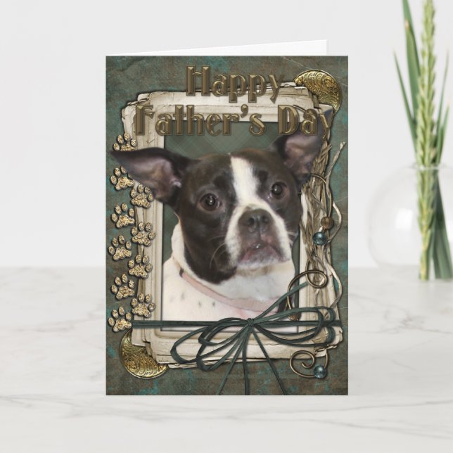 Fathers Day - Stone Paws - Boston and Rat Terrier Card (Front)