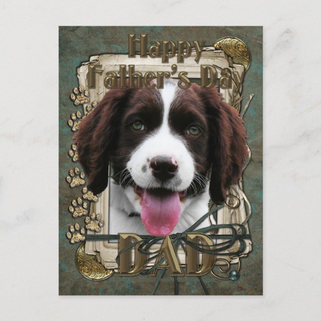 Fathers Day -Stone Paws - English Springer Spaniel Postcard (Front)