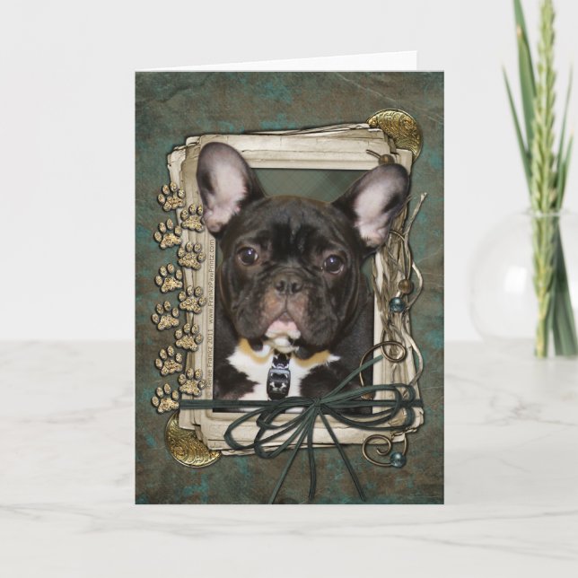 Fathers Day - Stone Paws - French Bulldog - Teal Card (Front)