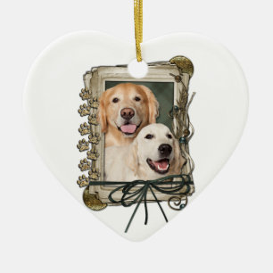 Fathers Day - Stone Paws - Goldens Corona and Tebo Ceramic Ornament