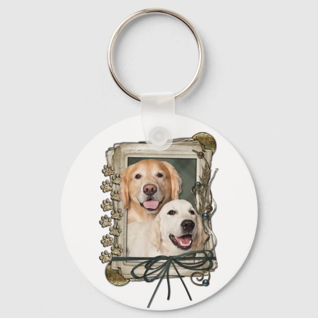 Fathers Day - Stone Paws - Goldens Corona and Tebo Key Ring (Front)