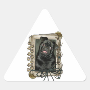Fathers Day - Stone Paws - Pug - Ruffy Triangle Sticker