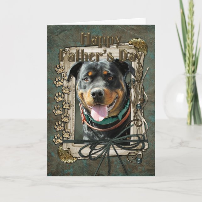 Fathers Day - Stone Paws - Rottweiler - SambaParTi Card (Front)