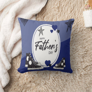Father's Day Throw Pillow Dad and Kids Sneakers