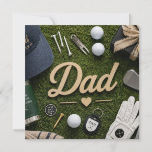Father's Day to golf Dad in green with love Note Holiday Card