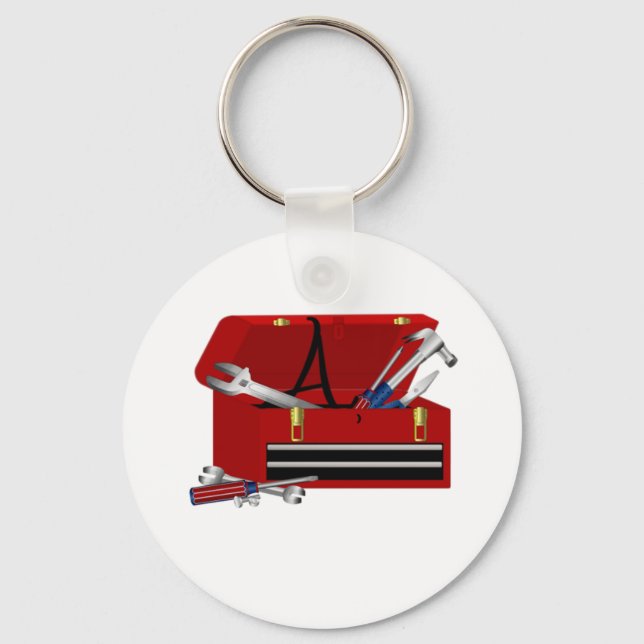 Father's Day Tool Box Initial A Key Ring (Front)