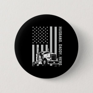 Father's Day Trucker Dad American Flag 6 Cm Round Badge
