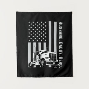 Father's Day Trucker Dad American Flag Tapestry