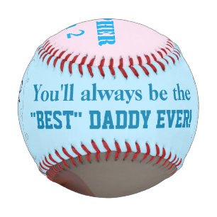 Father's Day Twin Boy Blue Pink Photo Baseball