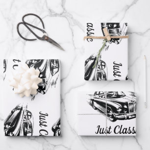 Father's Day Typography Design Just Classic Car Wrapping Paper Sheet