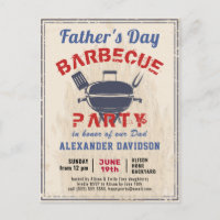Father's Day Vintage BBQ Party Invitation