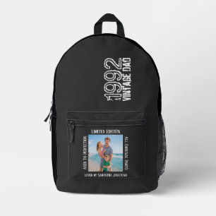 Father's Day Vintage Dad Black Retro Type Photo Printed Backpack