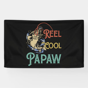 Father's Day Vintage Fishing Reel Cool Papaw Banner