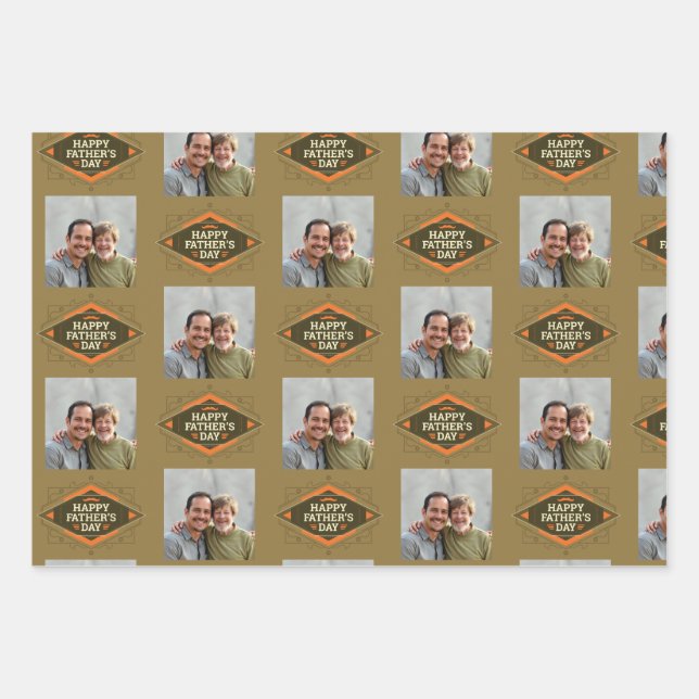 Father's Day Vintage Photo Wrapping Paper Sheet (Front)