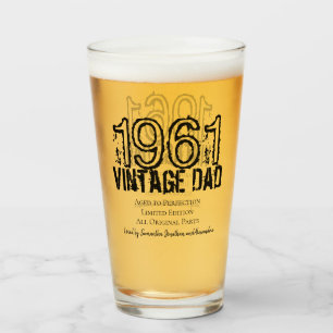 Father's Day Vintage Year Photo Black Typography Glass