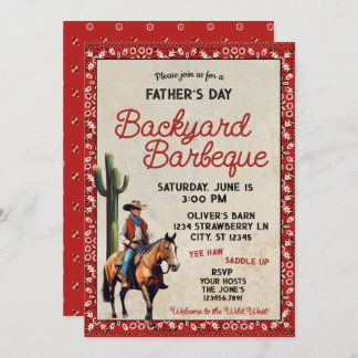 Father's Day Western Cowboy Barbeque Invitation
