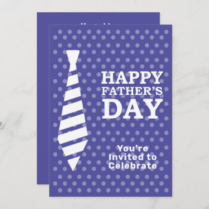 Fathers Day White Tie Blue Dots Dinner BBQ Party Invitation