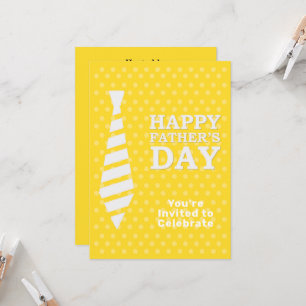 Fathers Day White Tie Yellow Dots Dinner Party Invitation