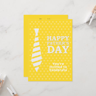 Fathers Day White Tie Yellow Dots Dinner Party Invitation