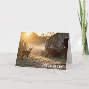 Father's Day Whitetail Deer with Vintage Tractor Card