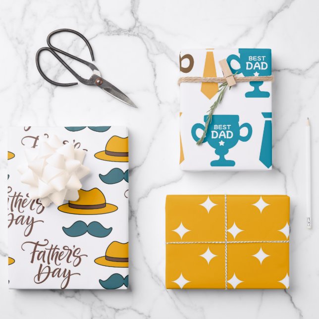 Father's Day Winner Dad Set Wrapping Paper Sheet (Front)