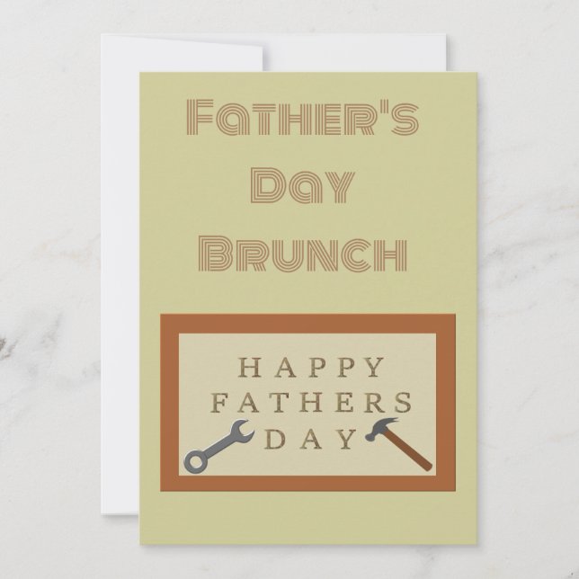 Fathers Day Wooden Sign Brunch Invitation (Front)