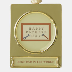 Fathers Day Wooden Sign Custom Gold Plated Banner Ornament