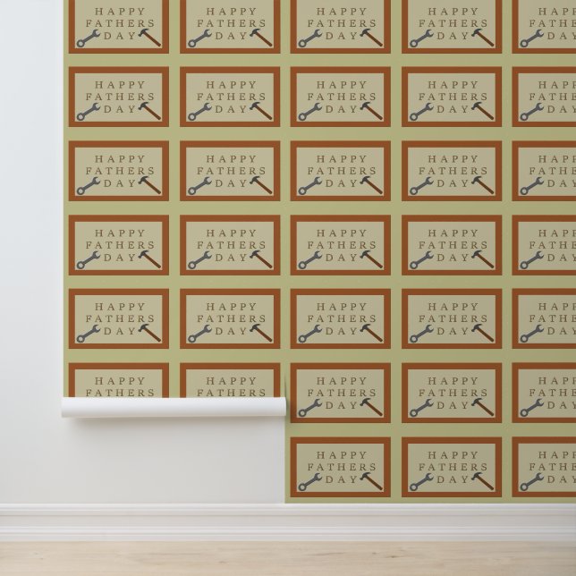 Fathers Day Wooden Sign Patterned Wallpaper (Application)