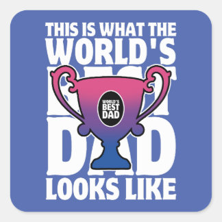 Father's Day World's Best Dad Bisexual Flag Colour Square Sticker