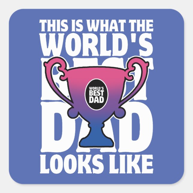 Father's Day World's Best Dad Bisexual Flag Colour Square Sticker (Front)