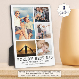 Fathers Day WORLDS BEST DAD Photo Collage Plaque