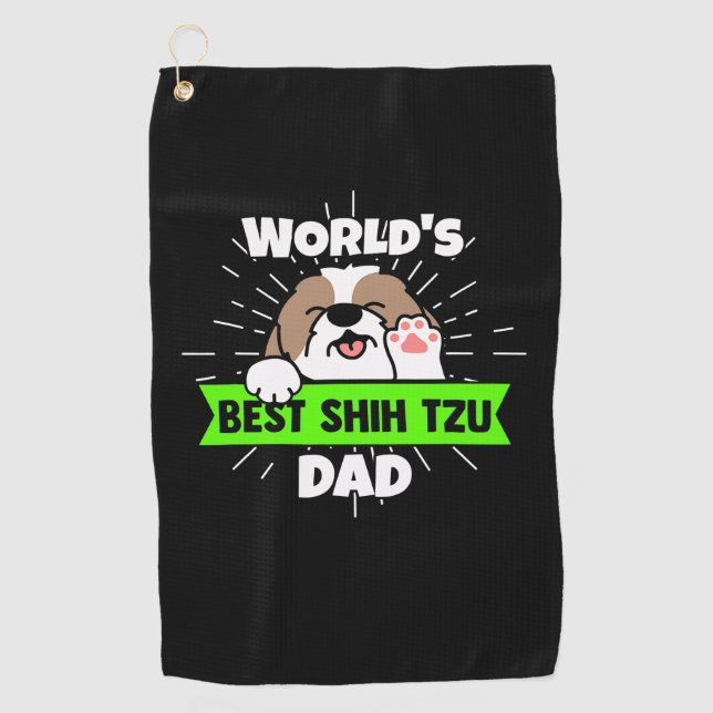 Father's Day | Worlds Best Shih Tzu Dog Dad Golf Towel (Front)
