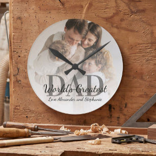 Father's Day World's Greatest Dad with Photo Round Clock