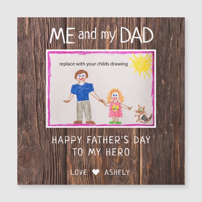 Father's Day Your Childs Drawing Magnet Card (Front)