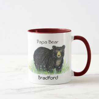 Fathers gifts Add Name Papa Bear Black Bear Mug