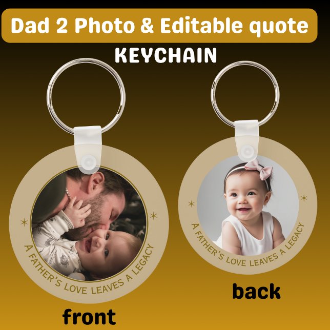 Father's Love Two Photo Custom Quote Key Ring (Creator Uploaded)