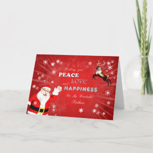 Fathers, Santa and a Reindeer Holiday Card