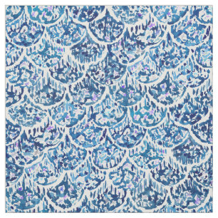 FATHOMS DEEP Indigo Watercolor Fish Scale Fabric
