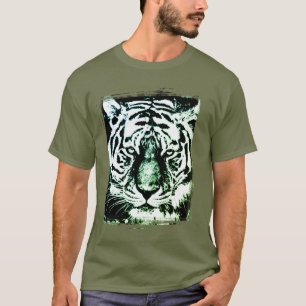 Fatigue Green Colour Pop Art Tiger Head Modern T-Shirt