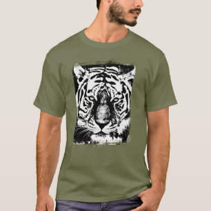Fatigue Green Colour Pop Art Tiger Head Modern T-Shirt