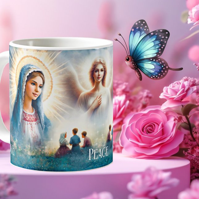 Fátima Angel Apparition Christian Religious Mug (Mug featuring the apparition of Fátima in Portugal to three children - angel - Christian - religious)