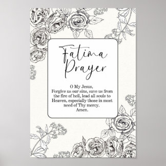 Fatima Prayer, Christian Floral WallArt Print