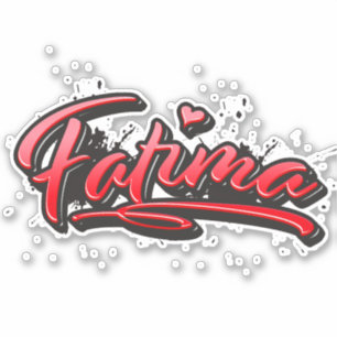 Fatima red Heart Graffiti Sticker