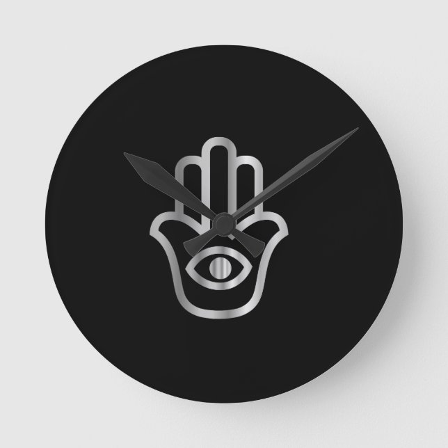 Fatima's Hand- Khamsa religious symbol Round Clock (Front)