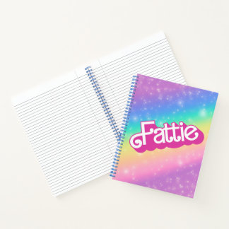 Fattie Plus Size Rainbow Retro 90's Nostalgia Pink Notebook