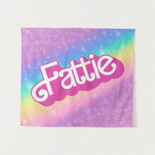 Fattie Plus Size Rainbow Retro 90's Nostalgia Pink Tapestry
