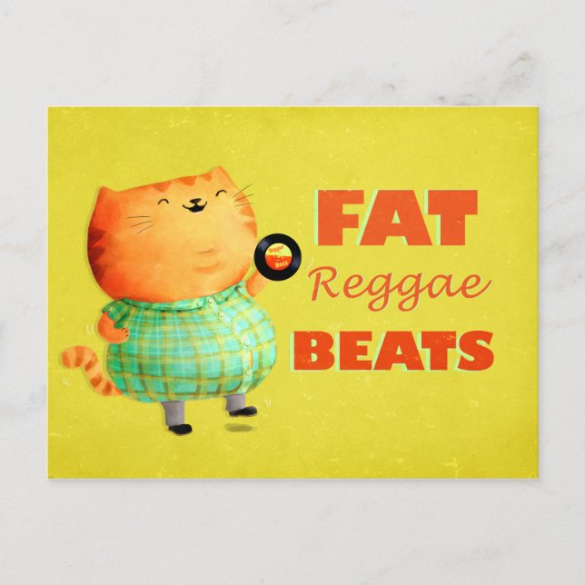 Fatty Fatty Fat Reggae Cat Postcard (Front)